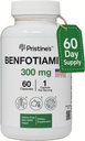 PRISTINE'S Benfotiamine 300mg High Bioavailability תוספת תמיכה - 60 יום אספקה - שומן Soluble ויטמין B1 תוספי מזון - טבעוני - Non-GMO