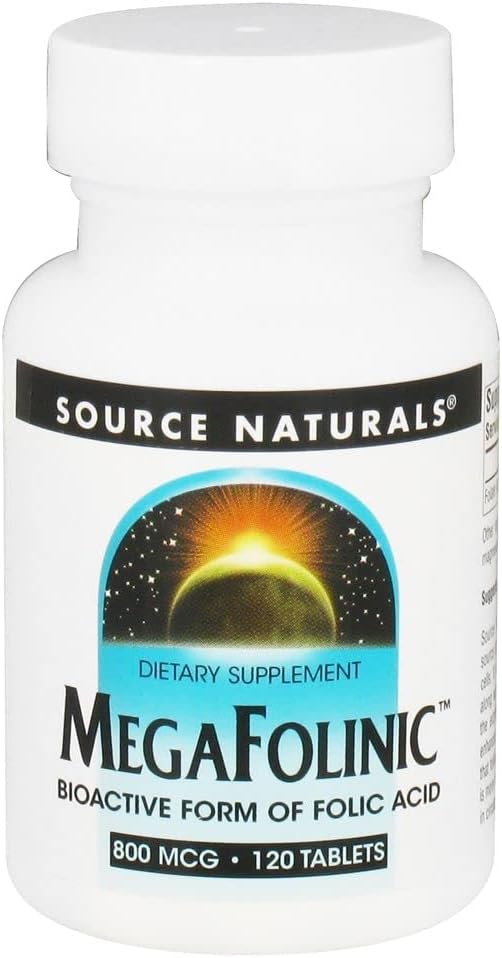 Źródło Naturals MegaFolynic 800mcg Bioactive Folic Acid, Brain & Cell Health - 120 tabletek