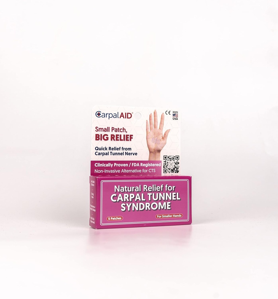 Patch for Carpal Tunnel Relief – Revolutionary Patented Technology – Clinically Proven Medical Adhesive Provides Relief for Carpal Tunnel (Small – 5 Pack)