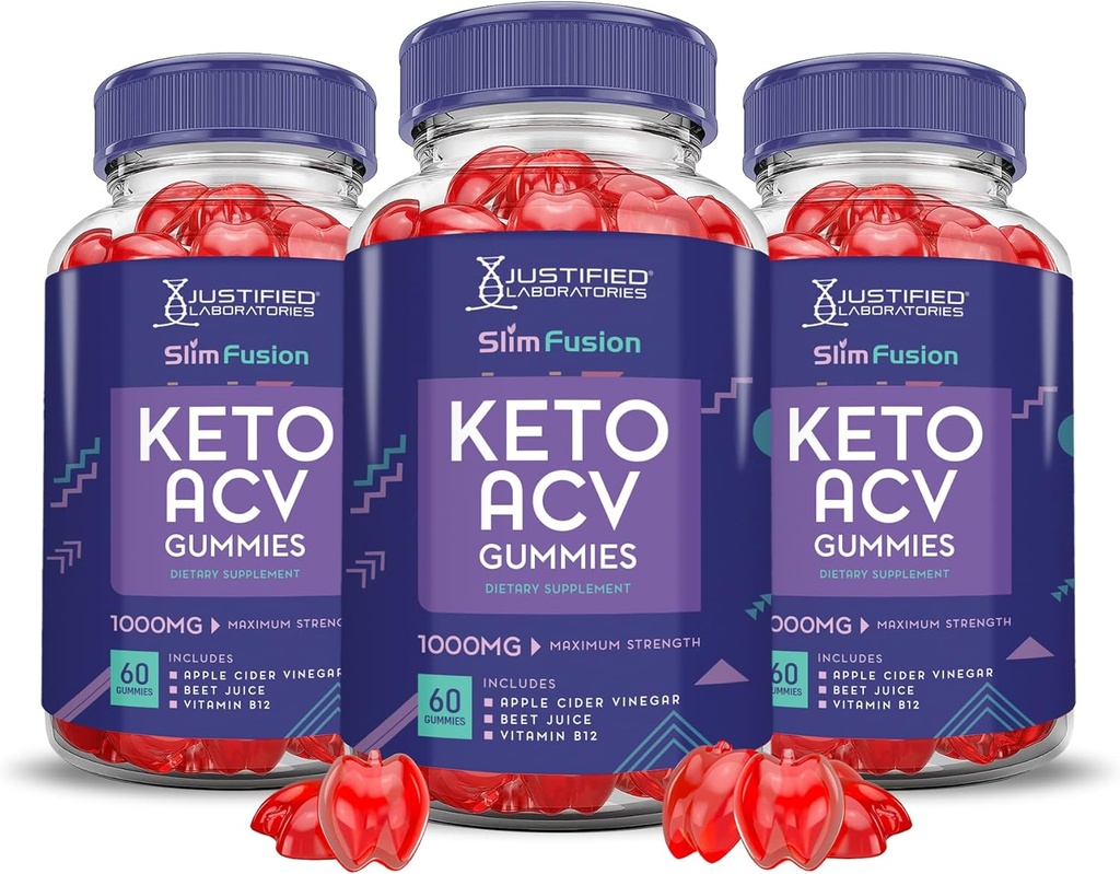 3 Pack) Slim Fusion Keto ACV Gummies Advanced 1000MG Slimfusion Keto Gummies Formula Apple Cider Vinegar Formulated with Pomegranate Beet Juice Powder B12 Vegan Non GMO 180 Gummys