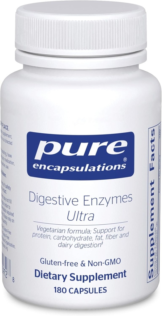 Encapsulations Digestive Enzymes Ultra - תוסף Vegetarian Digestive Enzyme לתמיכה בחלבון, Carb, סיבים, ותזונה* - 180 קפסולות