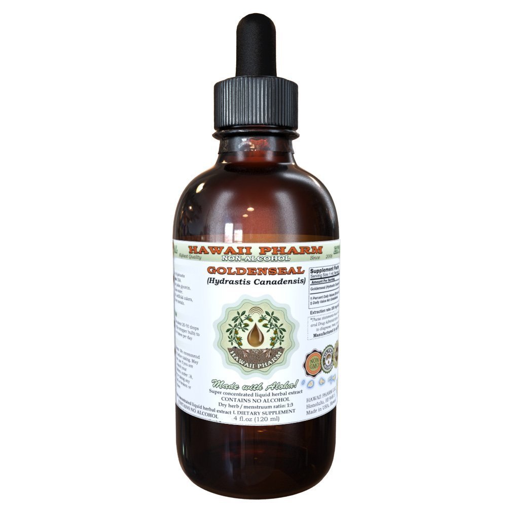 Hawaii Pharm Goldenseal Alcohol-Free Liquid Extract, Goldenseal (Hydrastis Canadensis) Dried Leaf Glycerite Natural Herbal Supplement 2 oz