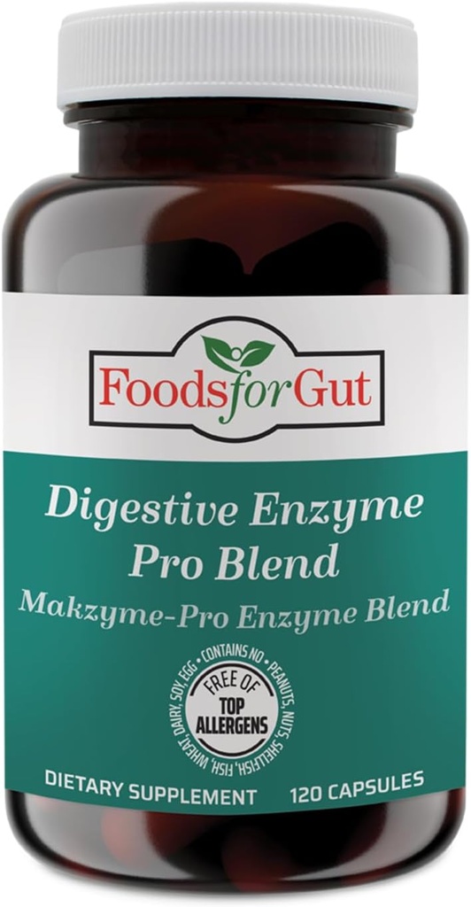 Gut Digestive Enzyme Makzyme-Pro Blend & Probiotics Plus|120 캡슐 | 채식 캡슐 | Top Allergens 무료 | 지원 소화 건강 | Bloating & Gas Relief