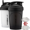 Hydra Cup ProFlow Shaker Şüşələr - Whisk Ball, Leak-Proof Lid ilə protein Shaker Cups, Gizli Avtomobil İzləyişməsi / Protein-Free Gym kompüter üçün Cüsusi Toz, Qarışıq Təhsillər (2 Power Whisk ilə Paket)