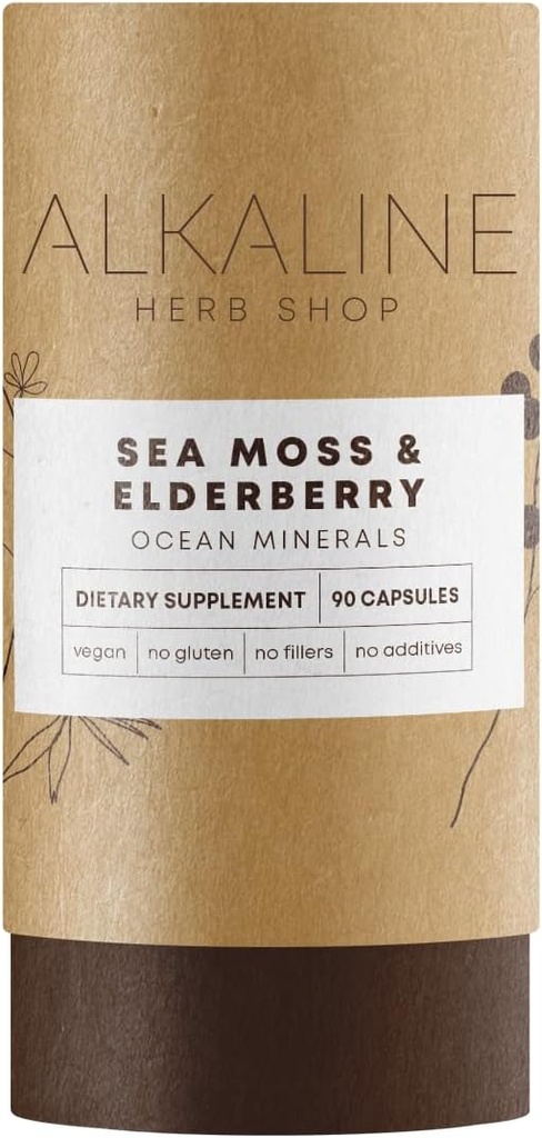 Alkaline Herb Store Sea Moss and Elderberry Supplement 90 Capsules