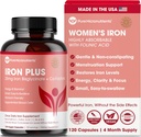 Iron suplementari per a Dones - suau Chelate Iron Bisgycinat 25mg amb Vitamina C, B6, l'àcid B12 Folilic dóna suport a Iron Deficince, Menstrual Health i Energia - 120 Compte
