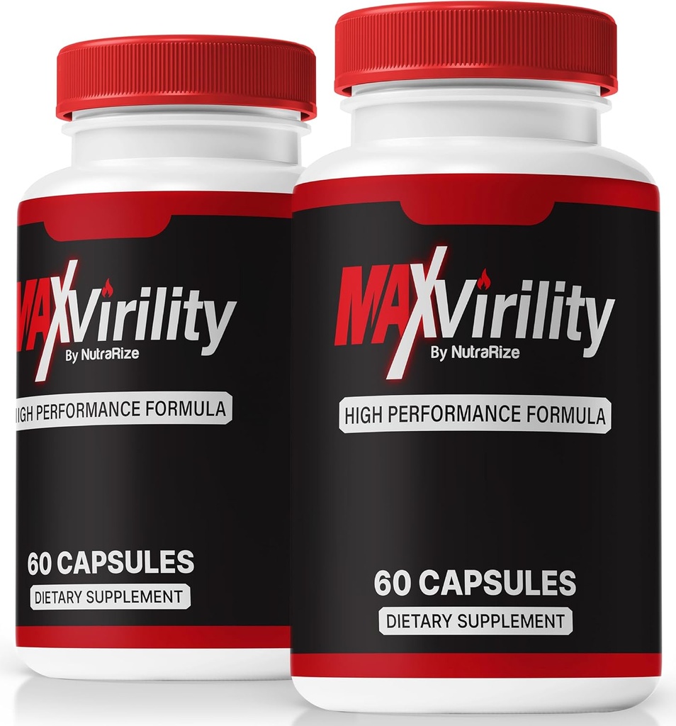 NutraRize (2 Pack) MaxVirility, Pillole di Formula MaxVirility ad alte prestazioni, Integratore Naturale per sostenere la salute muscolare e il benessere generale, Recensioni di Pastillas ufficiali (120 capsule)