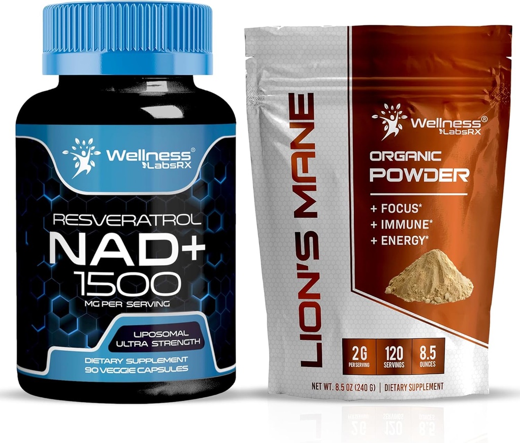 WELLENess LASRX NAD + Supplement kapsler 1500mg - Lions Mane Powder 2000mg