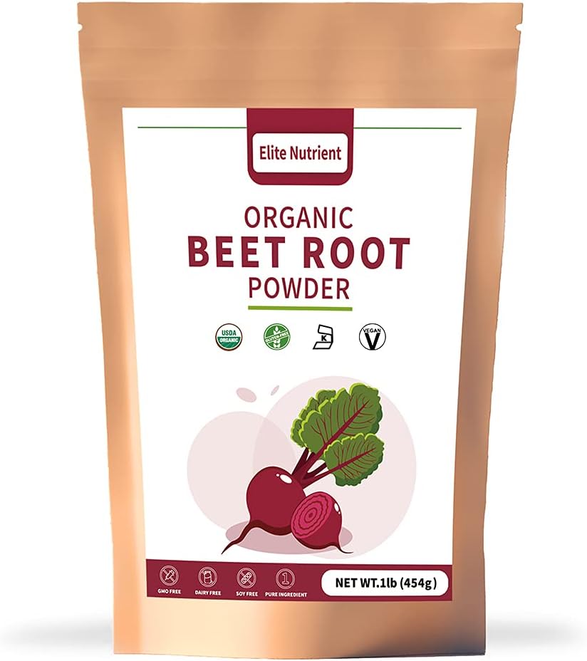Beet Root Powder organikoa, ez-GMO, Gluten Free, Vegan Superfood, Nitric Oxide Booster, Handiagotu Stamina eta Hobekuntza Errendimendua (16 oz)