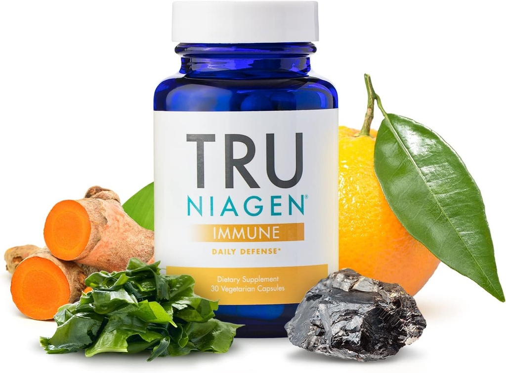 Dodatek Imunitní podpory TRU NIAGEN - Denní obrana - Vitamin C z fermentace, Vegan Vitamin D3 2000 IU, Zinek, Plus Theracurmin (Curcumin) + Multi Award- Winning NAD Boosting Niagen 150mg 30ct