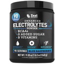 Zeal Electrolyte Powder - 90 Servings | Keto Electrolytes Powder | Zero Sugar, BCAAs, B-Vitamins | Potassium, Zinc, Magnesium | Hydration Powder Recovery Drink | Blue Raspberry