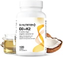 Vitamin D3 + K2 dalam Oil Organik, Vitamin K2 MK7 + D3 (100IU), Rapid Bone and Heart Health Formula, membantu Absorb dan Utilize Calcium, Supports Immunity, Memprove Mood - 120 Softgels