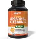 ויטמין C 1700 מ"ג, 180 קפסולות - High Absorption, Fat Soluble VIT C, High Bioavailability Immune System Support & Collagen Booster, Non-GMO, גלולות טבעוניות
