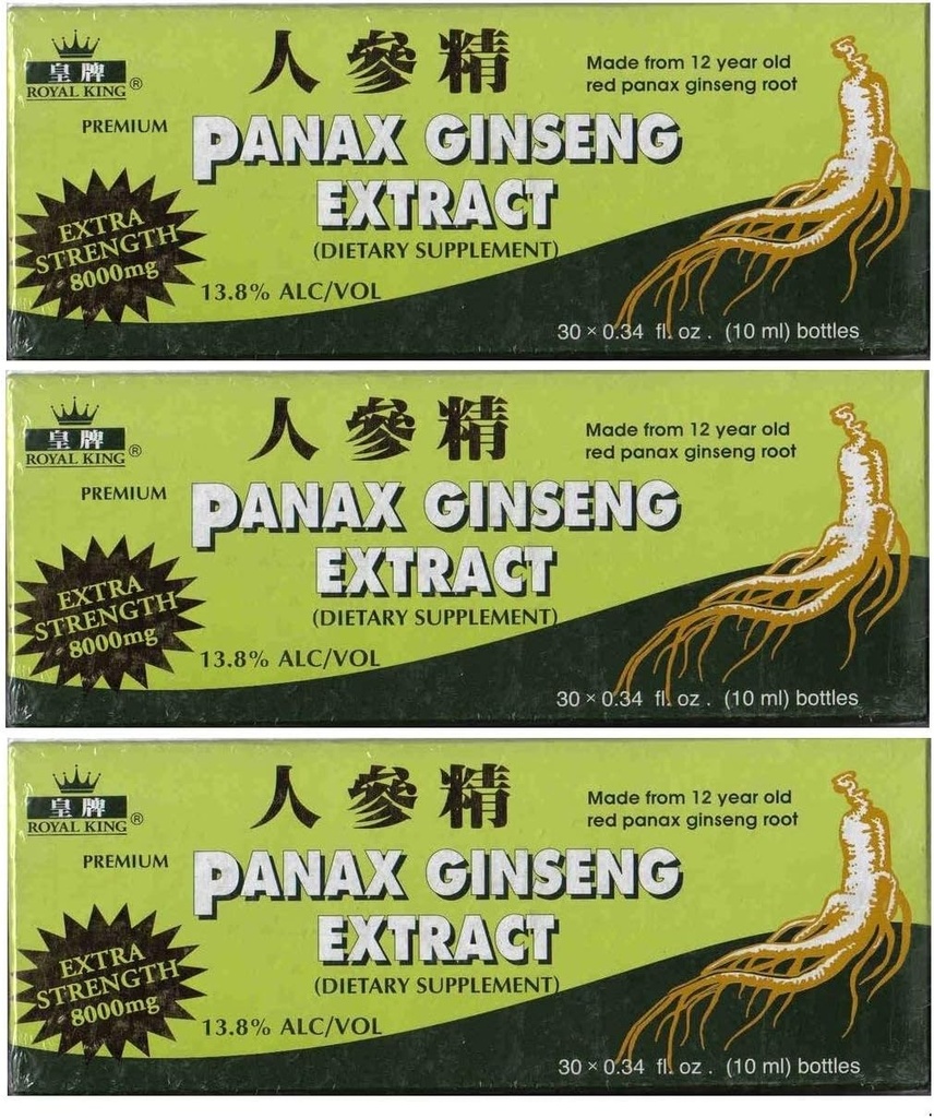 Royal King Panax Ginseng estratto con alcool 8000 mg 30 Vial (3 scatole)