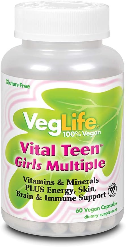 VegLife Vital Teen Girls Multi Veg Cap, 60 Count