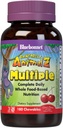 Bluebonnet Nutrition Rainforest Animalz Whole Food Based Multiple närimistablett, Kids Multivitamiini & Mineral, Vitamiin C, D3, Raud, Gluteenivaba, Piimavaba, Kosher, 180 närimistablett, Kirsimaitse