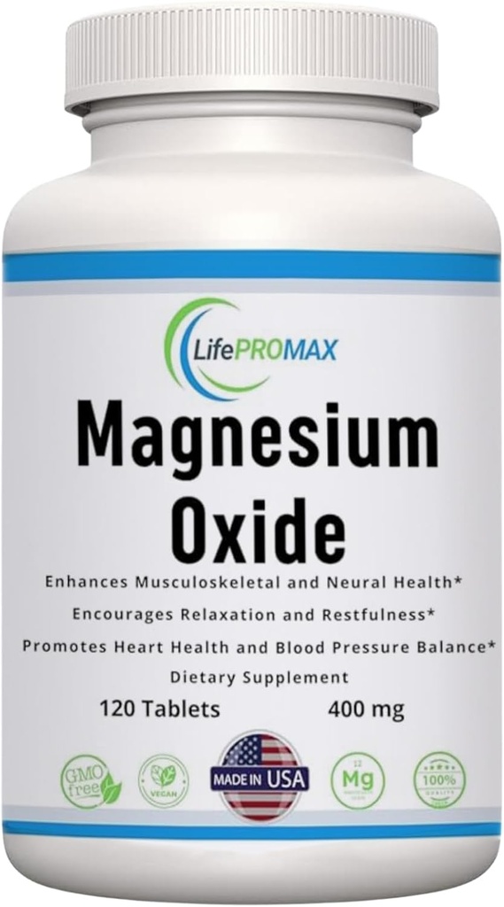 Magnesium 400mg [Potency Tinggi] Tambahan - Magnesium Oxide untuk Dukungan Imunitas, Pemulihan Otot, Krisis Kaki dan Relaksasi 120 Tablet