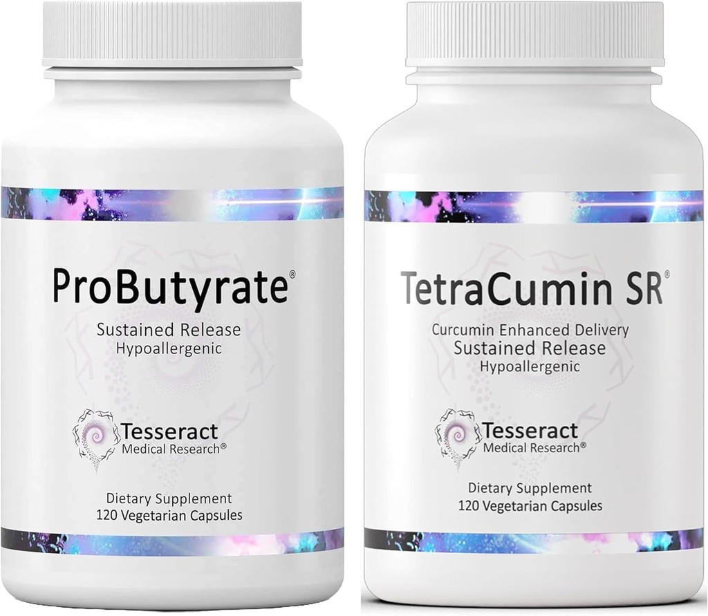 Tesseract Medical Research ProButyrate Gut Health Supplement, Butyric Acid Complex & TetraCumin SR Joint Support Supplement, rilascio prolungato