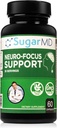 SugarMD Neuro-Focus Support - Мозъчни добавки за паметта - Focus and Clearity Formula of Bacopa, Ginkgo, & Bioperine for Cognitive Support - Non-GMO и Gluten-Free - 60 капсули