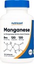 Nutricost Chelated Manganese Supplemento 8mg, Aminoacido Chelato, 120 Capsule, 120 Serve - Gluten Free, Non OGM e Per vegetariani