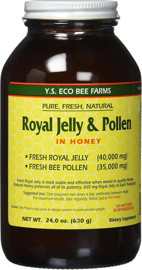 Fresh Royal Jelly + Bee Pollen, Honey Mix - 40,000 mg YS Eco Bee Farms 24,0 onças.