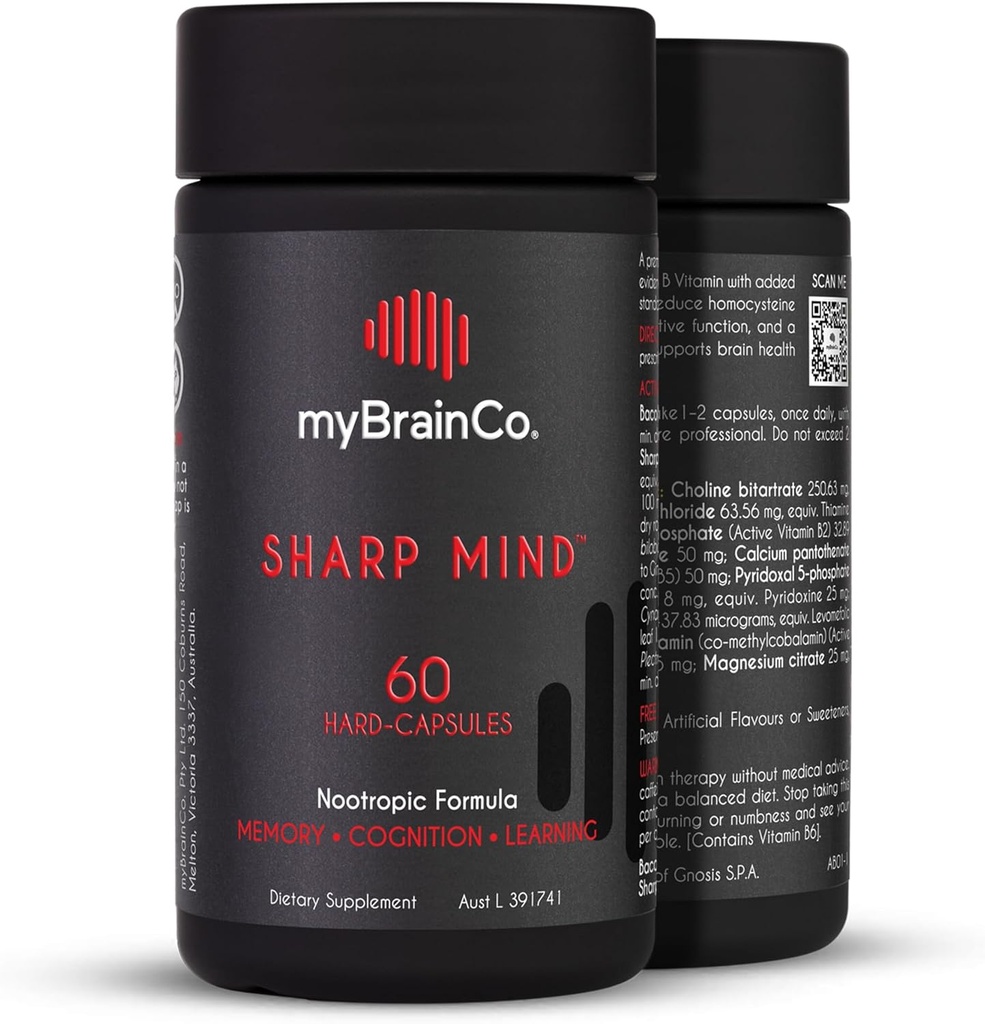 MyBrainCo. Sharp Mind - Nootropic Brain Supplement for Memory & Focus - Adaptogenic maitsetaimed ja nootroopika toetada aju tervist - Rhodiola, Gingko, fosfatidüülseriin ja rohkem (60 köögivilja-kapsleid)