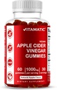 Vitamatic Apple Cider Vinegar Gummies - 1000mg per servering - 60 Vegan Gummies - ACV Gummies för Detox, viktminskning stöd, energiökning, matsmältning och gut hälsa