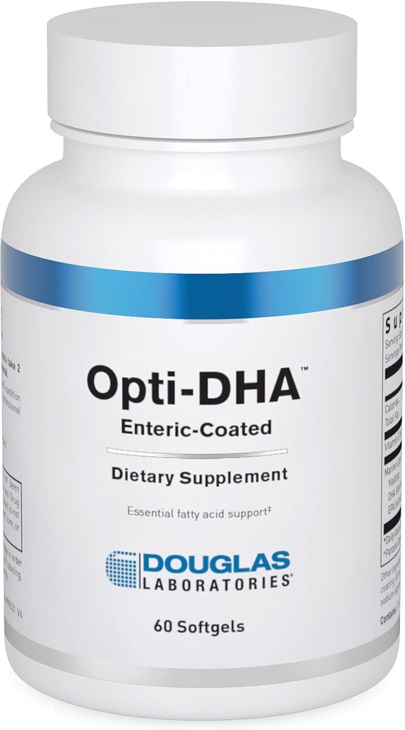 Douglas Laboratories Opti-DHA Enteric-Coated | Essential Omega-3 Fatty Acids för kardiovaskulär hälsa | 60 kapslar