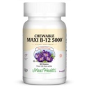 Maxi Health Chewable Vitamin B12 5000 mcg Tablets – B12 Chewables for Adults, Dual Form Methylcobalamin & Cyanocobalamin – Dissolvable B12 Tablets – Energy, Brain & Nerve Support – Kosher – 60 Count