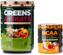 营养学 Greens & Frues Powder - Naturally sourced Superfood, 香草肉桂(30种服务) BCAA自然,植物基 BCAA粉,橙椰香(30种服务)