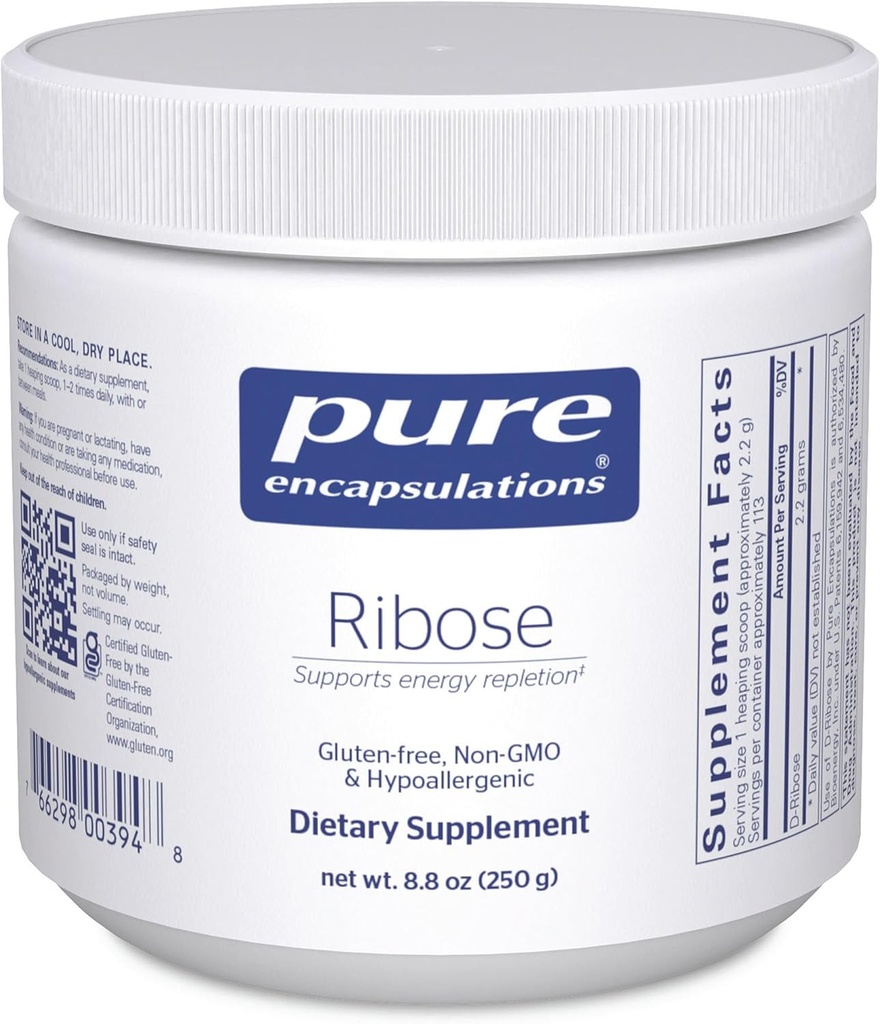 Pure Encapsulations Ribose | 강렬한 운동을 위한 급속한 에너지 보충을 가진 Hypoallergenic 보충교재 | 8.8 온스