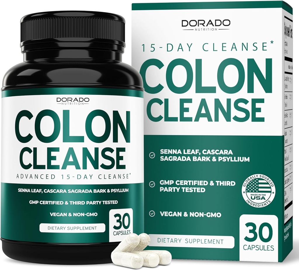 Colon Cleanse & Detox 15 Day Gut Cleanse (30 greve) Intestinal rengjøring piller og probiotiske for Gentle Laxative & Bowell Relief for mageblekking - tredjepart testet, vegan, ikke-GMO - laget i USA