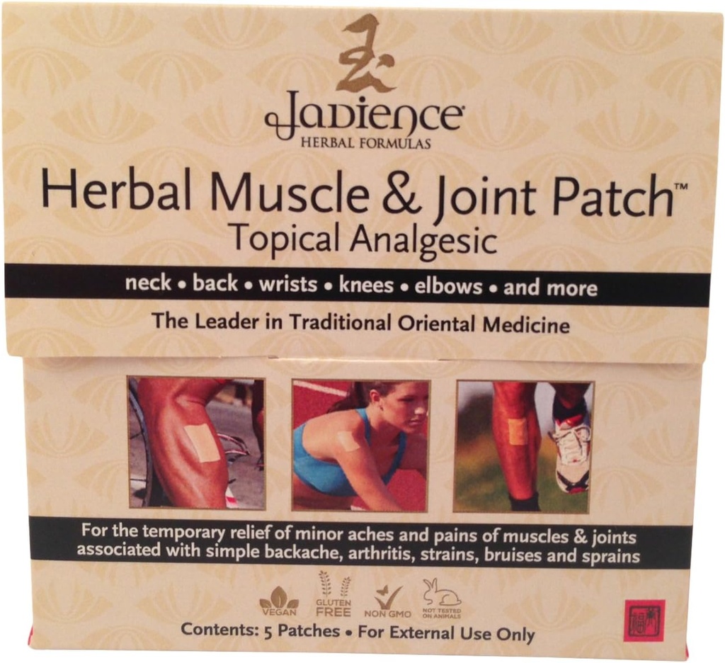 Jadience Patch for Muscle & Joint Pain Relief: 5/Box Dit Da Jow Formules for Sore Neck, Back, Shoulders, Arms, Hands, Pols, Hips, Legs, Knees & Feet 