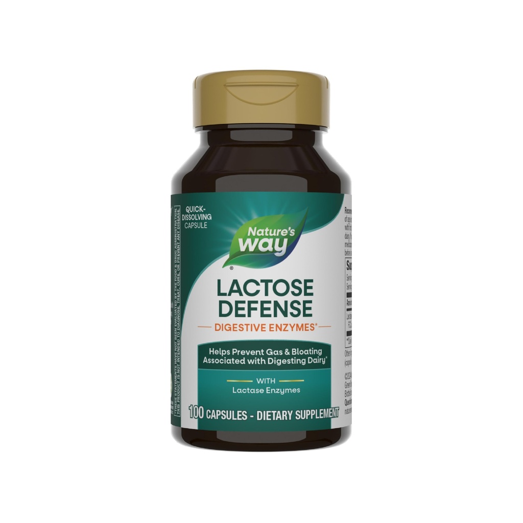 Nature's Way Lactose Defense, Digestive Enzymes*, Supports the Digestion of Dairy*, 690 mg lactase per 3-Capsule Serving, 100 Capsules (Packaging May Vary)