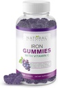 Iron Gummies with Vitamin C - Iron Deficiency Anemia supplement for Adults, Chewable, Red blood Cell Support, Energy, Immune Function, Brain Health, Max Absorption, 120 Vegan Gummies