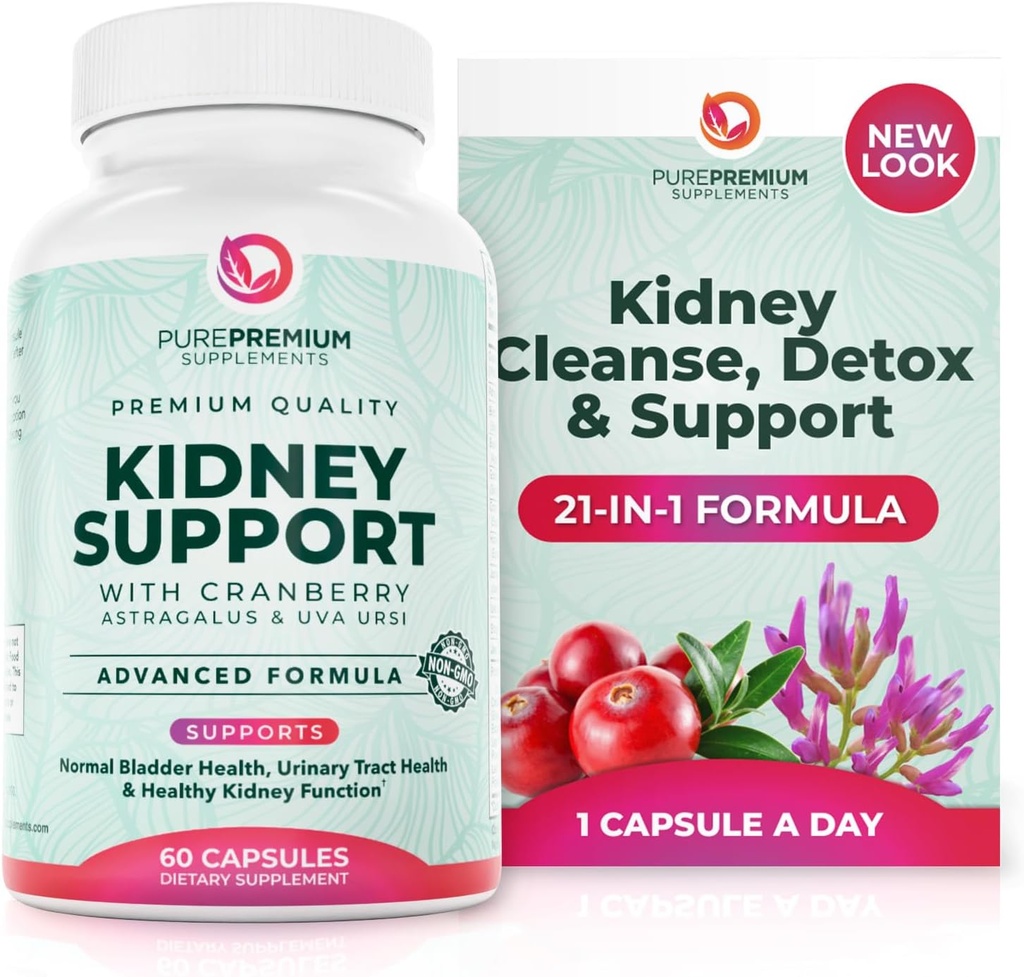 肾脏支持补充剂 — Kedney Cleanse Detox 和用 Cranberry 提取器 & Astragalus 进行修复 — 21-in-1 复合支持 正常Bladder, Urinary Tracts & Kedneys 健康 — 60天供应