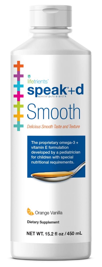 Lifetrients - Speak + D Smooth - Orange Vanilla - 15.2 oz - Pediatría Formulado para apoiar nenos con requisitos nutricionais especiais - Omega-3 & Vitaminas E, K's & D