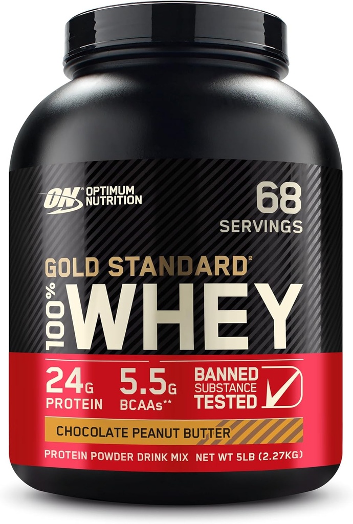 אופטימוס תזונה זהב סטנדרטי 100% אבקת חלבון Whey, Butter שוקולד, 5 פאונד (Packaging May Vary)