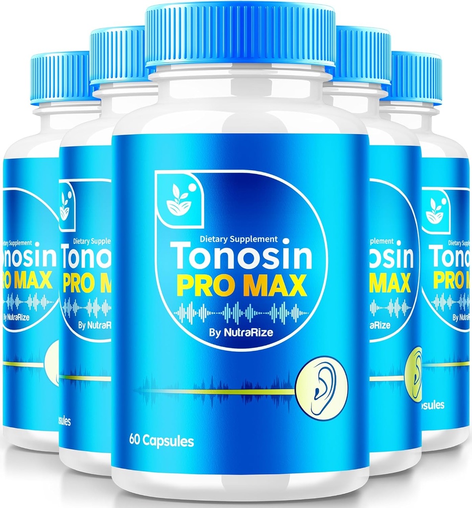 NutraRize (5 Pack) Tonosin Pro Max капсули, Official Ear Health Formula, All-Физически добавка за насърчаване на вътрешното здраве на ушите, Premium Search Support, TonosinProMax Reviews (300 капсули)