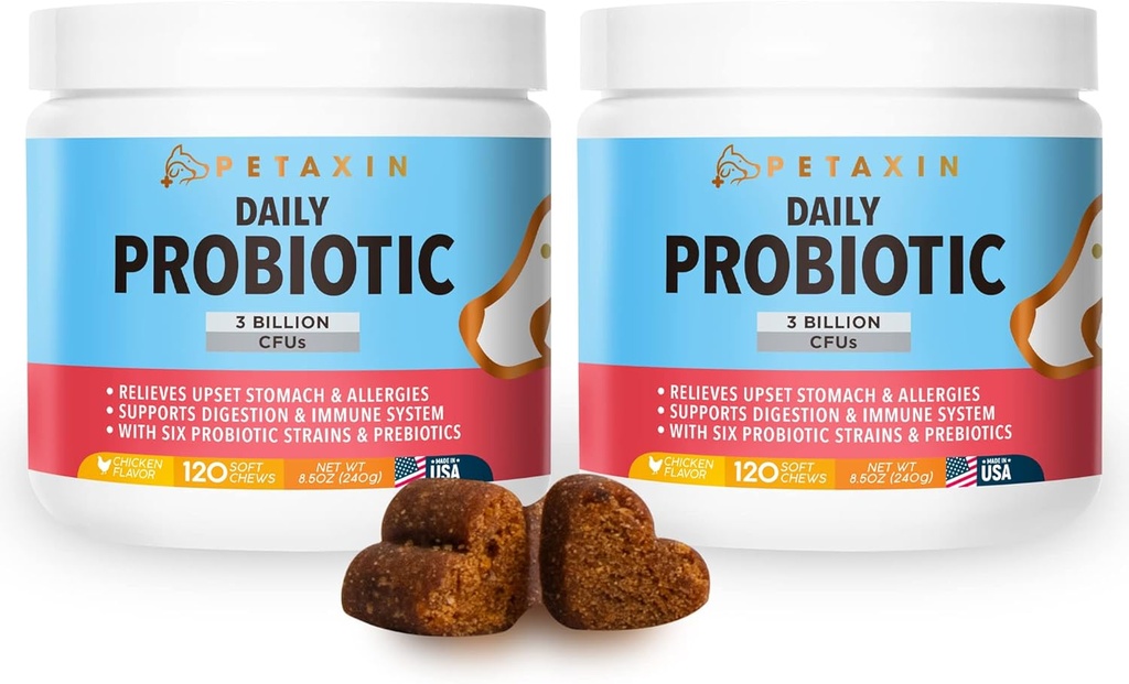 Probiotikumok kutyáknak - 6 db Prebiotikum - Supports Digestive and Immune System - Hasmenés, Rossz légzés, Allergia, Gáz, Székrekedés, Hot Spots - Made in USA - 240 Chews