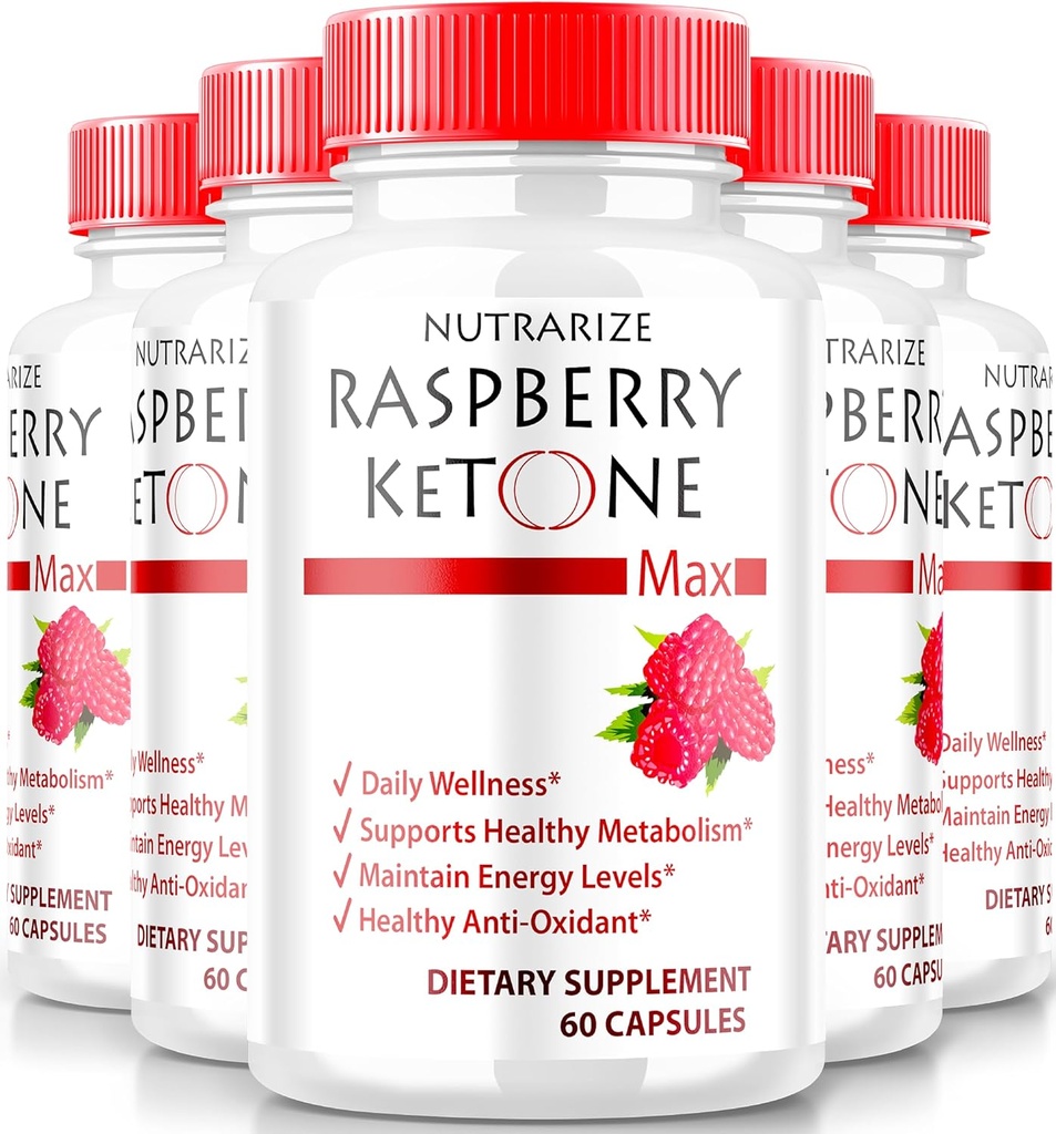 (5 Pack) Raspberry Ketone Capsules,官方Raspberry Ketone for Wight Loss,全自然Keto公式解锁你的身体和健身目标,RaspberryKetone 1200MG补编,评论(300 Capsules).