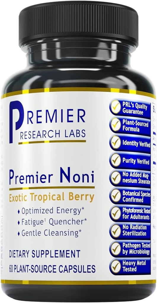 Premier Research Labs Premier Noni - 유기 노니 캡슐, 노니 과일 분말 알약, 노니 추출물 Gut 건강, 에너지 및 면역 건강 지원을위한 보충 - 60 채식 캡슐