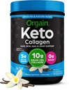 Orgain Keto Collagen חלבון אבקת, Vanilla - 10g Grass פד hydrolyzed Collagen Peptides עבור נשים וגברים, סוג I & III, 5g שמן MCT - שיער, עור, ותמיכה משותפת, non-GMO, Gluten חינם - 0.88lb חינם - 0.88lb