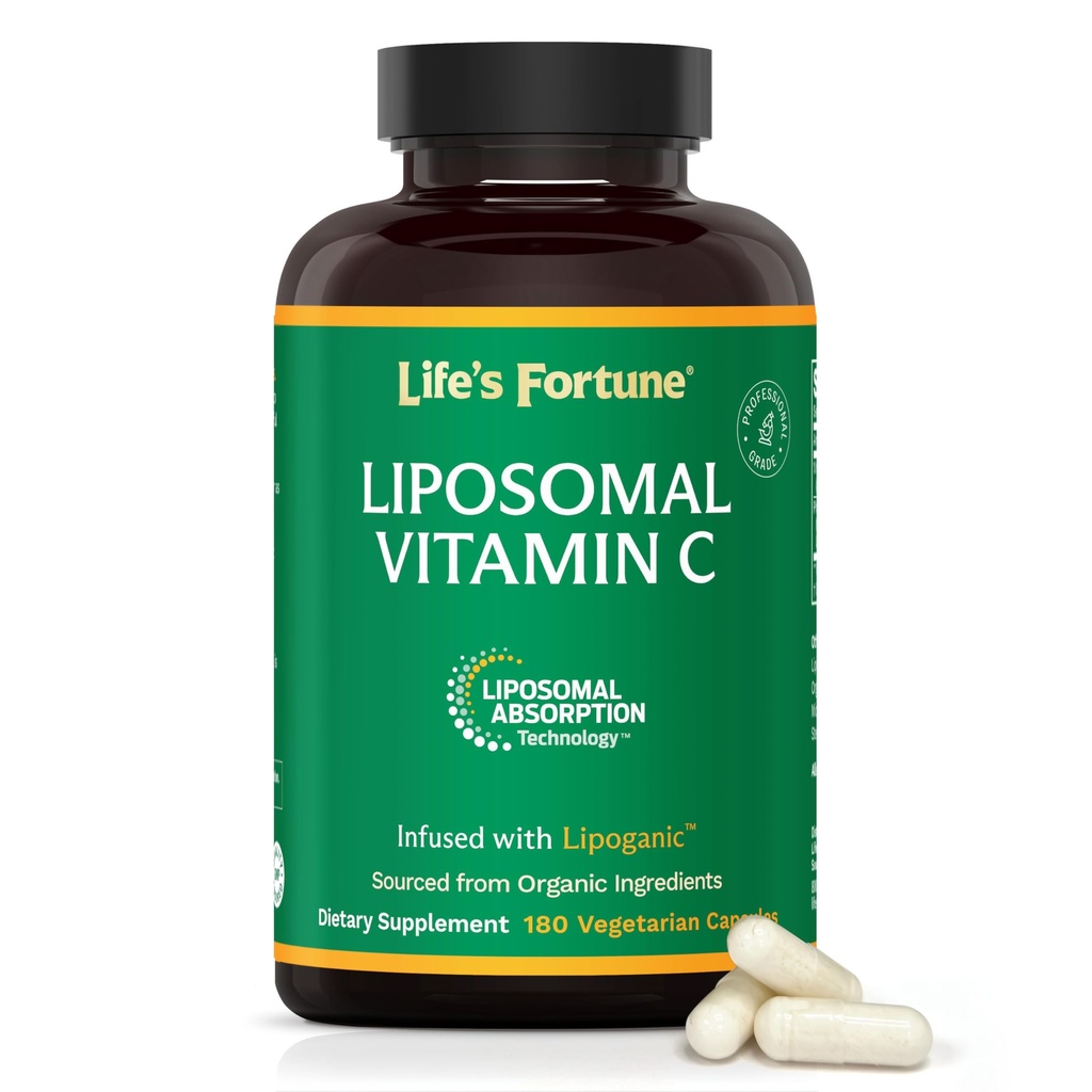 Life's Fortune Liposomal Vitamin C 2100 mg, Fast Acting Absorption, Higher Bioavailability Supporting Immune System, High Antioxidant Supplement Formula – Collagen Booster – 180 Capsules