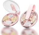 1 Pack Easy-to-Hold Small Round Pink Pill Organizador con corte decorativo, 4 comparacións, Compact Travel Pill Box Case, Portable e Moistureproof para almacenar vitaminas, medicamentos e suplementos
