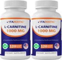 Vitamatic L-Carnitine Fumarate 1000 mg - 120 Vegetable Capsules (2 Bottles)