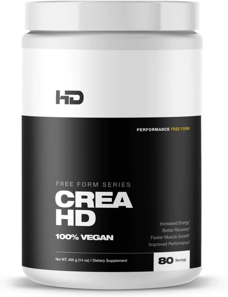 HD MUSCLE CreaHD Creapure | 100% Vegan Creatine Monohydrat-Ergänzung | für verbesserte Energie, Erholung, Muskelwachstum und Leistung | 80 Servietten