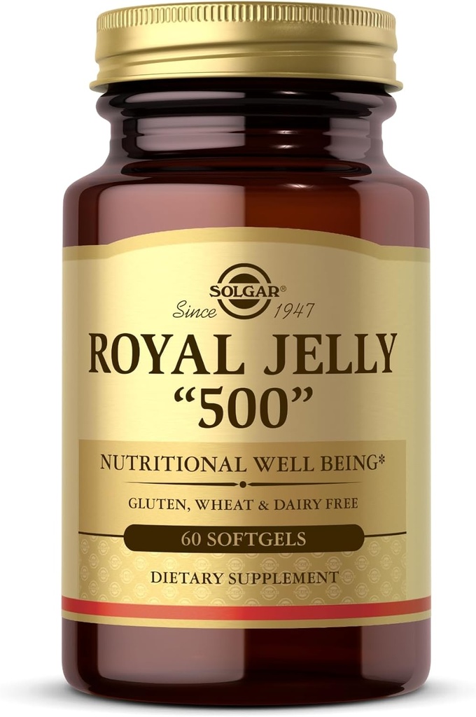 Solgar Royal Jelly "500" - 60 Softgels - Gluten Free, Dairy Free - 60 zerbitzari