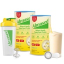 Almased Meal Erstatning Shakes for Weight Loss - Protein Powder - Starter Kit (Almond Vanilla Flavor, 2 Cans af 17.6 oz + Shaker Flattle + Scoop)