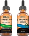 SBR Nutrition D3 + K2 a L- Theanine Bundle Vitamin D3K2 (MK7) Liquid Drops, Peppermint, 1oz CLAS124; L theanine 225mg Liquid Drops, 2oz CLAS124; pro dospělé a děti CLAS124; Non- GMO, gluten zdarma